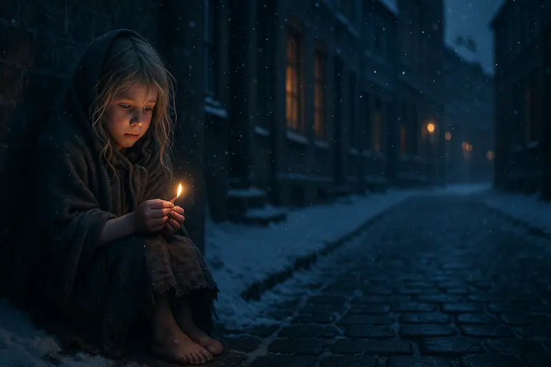 خلاصه نویسی داستان دخترک کبریت فروش